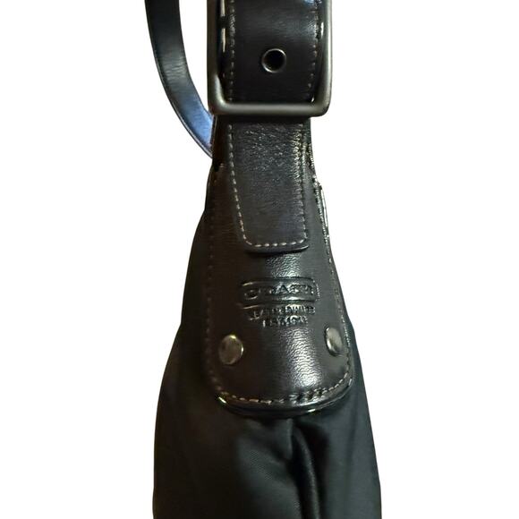 Coach A04K-6671 Hobo Shoulder Bag Pochette Black Nylon/Leather Strap/Trim - Picture 6 of 16